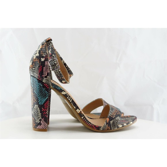 Charles Russe Sz 8 M Multicolor Ankle Strap Synthetic Women Sandals - Picture 4 of 7